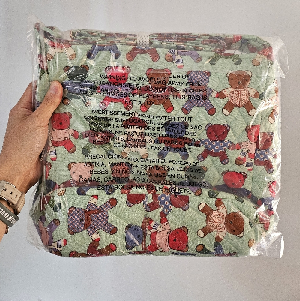 Vera Bradley Green Teddy Bear Print Quilt